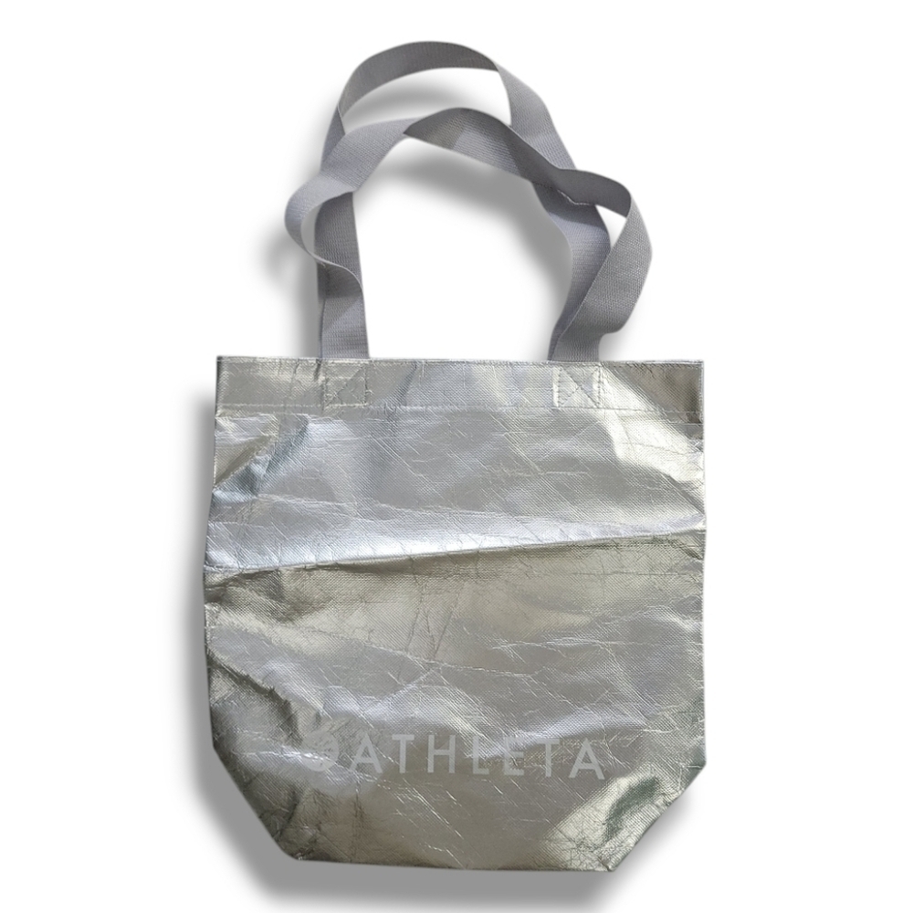 Athleta Silver Chrome Lightweight Hand Bag.